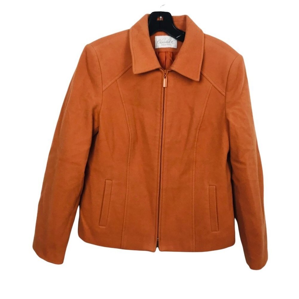 Minimalist Neutral Conrad C Camel Wool Zip Up Lined Jacket Women Size  M